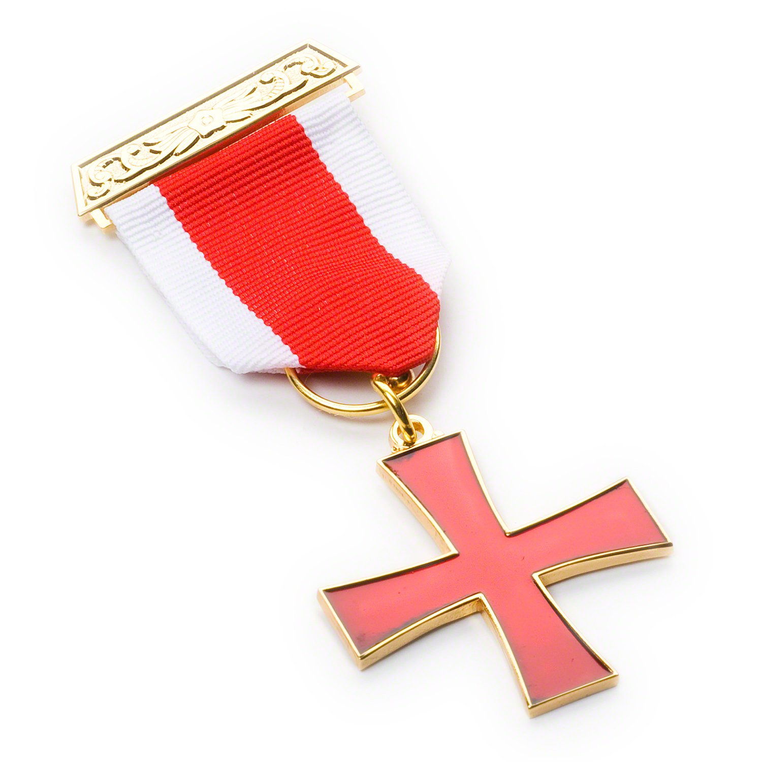 THE MASONIC COLLECTION - Knights Templar Breast Jewel - Premium Red and White Colour - Stickpin Fitting - Freemason Gift for Men