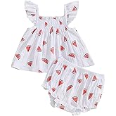 Mubineo Baby Girl Summer Clothes Cute Ruffle Tops Dress Shorts Outfits Set Infant Toddler Shrit Bloomers Princess Outfit
