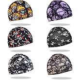 6 Pcs Skull Cap Sweat Wicking Helmet Liner Breathable Cycling Beanie Running Sports Hat Cooling Head Wraps for Men