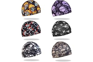 OWONIULE 6 Pcs Skull Cap Sweat Wicking Helmet Liner Breathable Cycling Beanie Running Sports Hat Cooling Head Wraps for Men