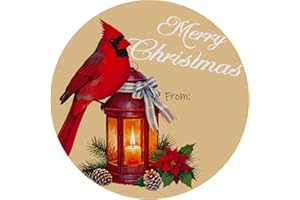 SerpizePaty 120Pcs Merry Christmas Stickers, 2" Christmas Name Tags Stickers with Cardinal Holly, Xmas to from Stickers for Gifts, Xmas Gift Tags Sticker for Ornament Envelope Goodie Bag Decor