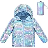 Lovekider Hooded Puffer Jacket for Girls 4-12T Packable Down-Alternative Winter Coat Shiny Outerwear for Kids