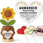 IDEGIFT Christmas Thank You Appreciation Gifts for Coworker, Going Away Gift for Colleague Employee Staff Women Men Male Female, Handmade Crochet Sunflower Farewell Gift