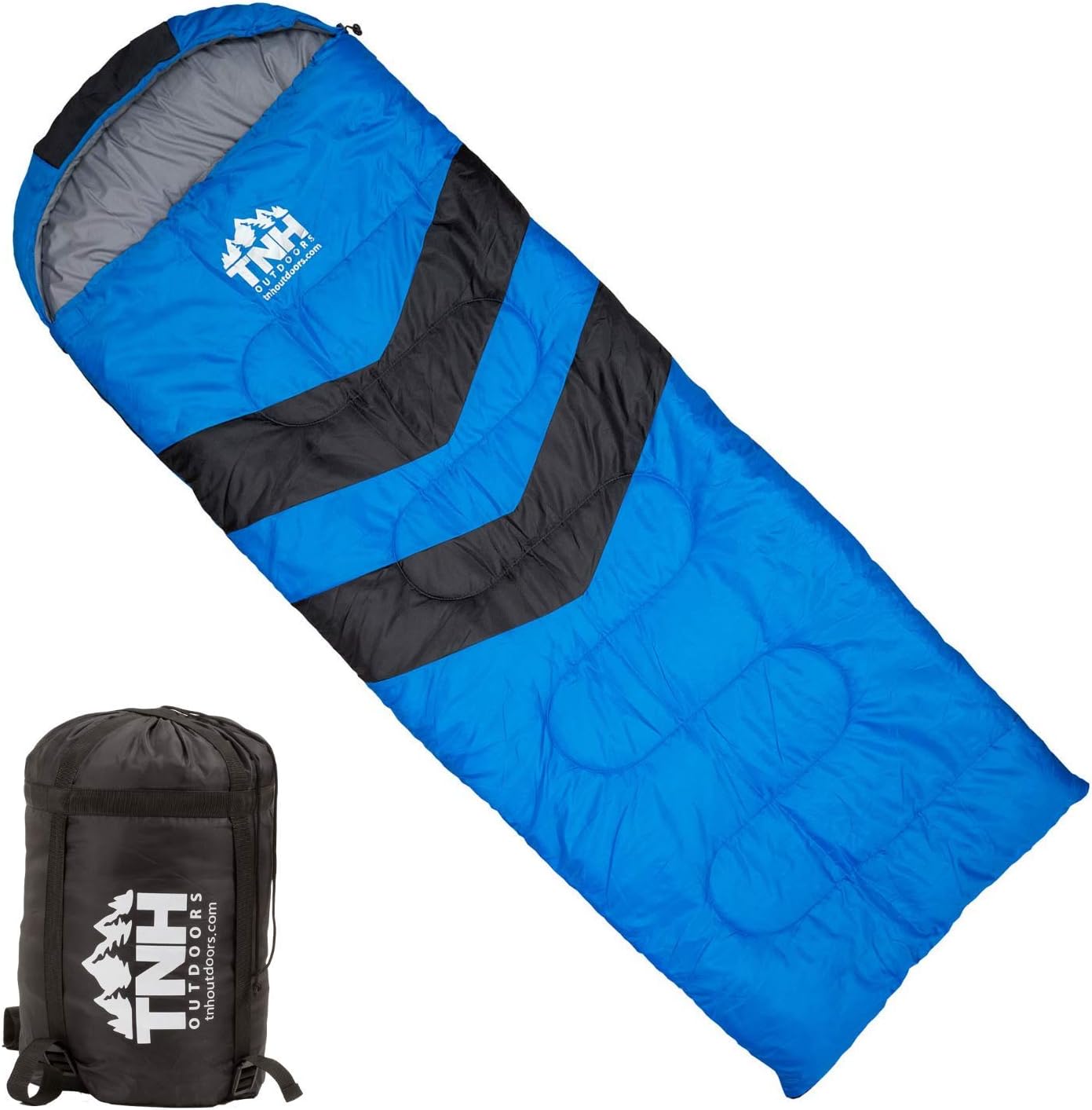 TNH Outdoors Sleeping Bag โ Mummy Lightweight Portable, Waterproof, Comfort with Compression Sack โ Great for 3 โ 4 Season Camping Warm in Winter, Travelling, Hiking, Adult Outdoors Gear