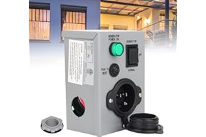 Afurkuot 15 Amp Generator Manual Transfer Switch Power Inlet Box, Pre-Wired 15 Amp 125V Generator Transfer Switch with Circui