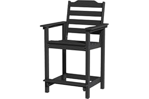 OTSUN Tall Adirondack Chair, 24 inches HDPE Bar Height Outdoor Chair, All Weather Resistant Adirondack Bar Stools for Balcony, Porch Kitchen(1 PC, Black)