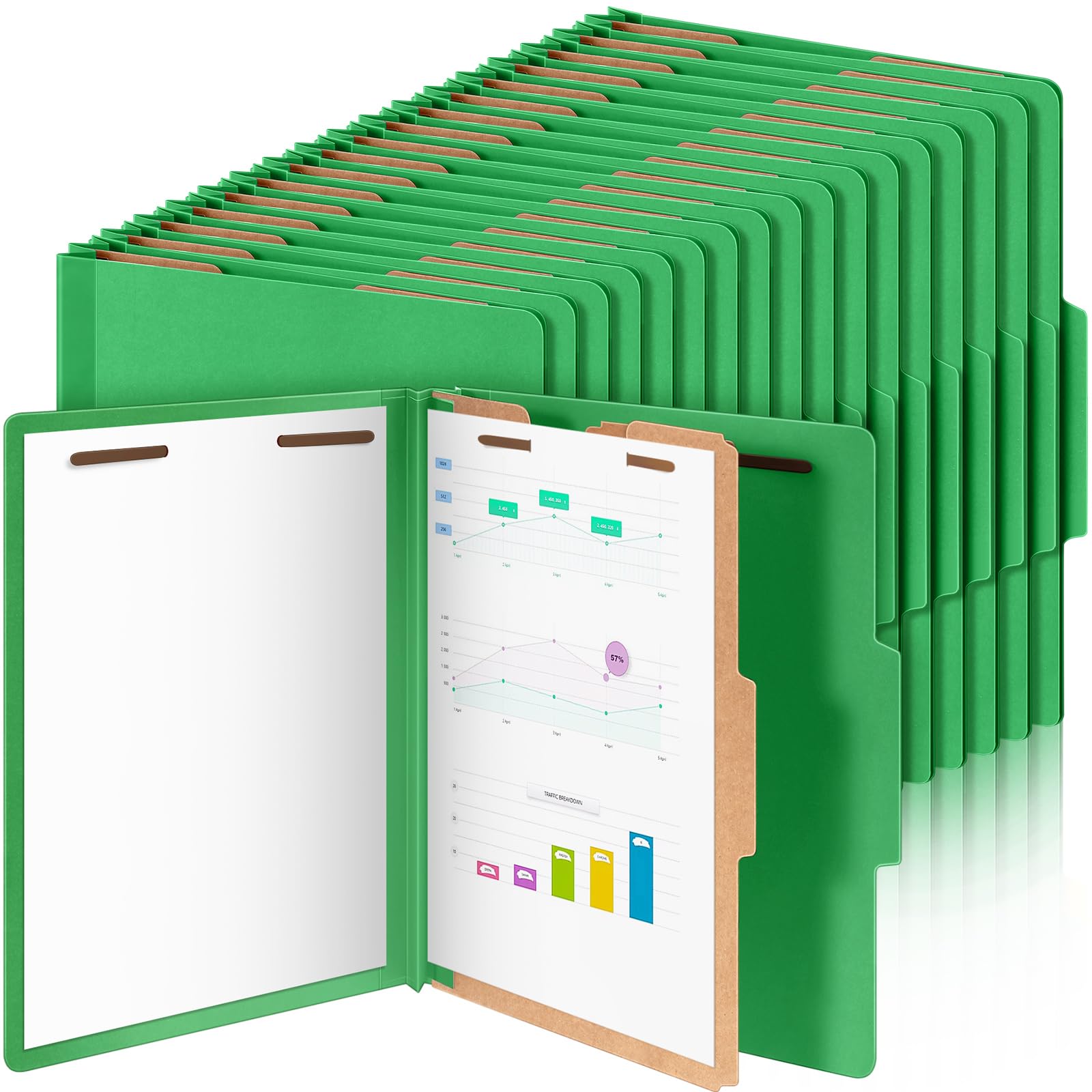 Photo 1 of Skyygemm 48 Pcs Classification Folders Letter Size, 1 Divider Pressboard File Folder with Fasteners, Expanding File Organizer Bulk for Teachers, Clergy, Office, Church, Christmas Donations (Green)