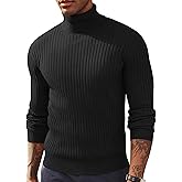 PJ PAUL JONES Men's Slim Fit Turtleneck Sweater Casual Ribbed Knitted Pullover Sweaters