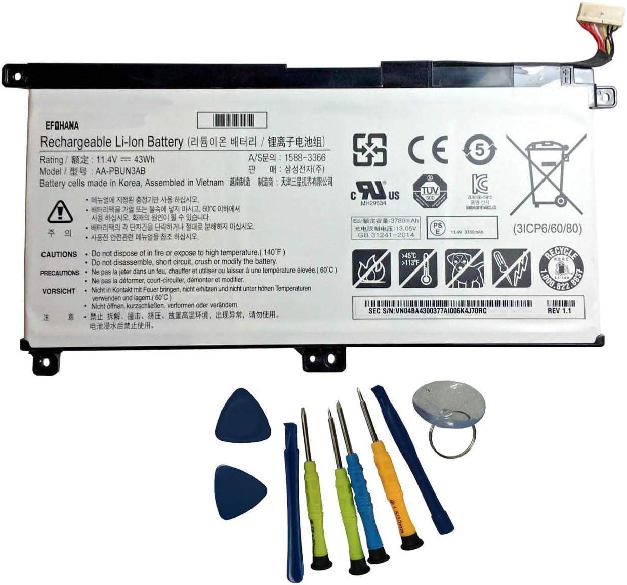 efohana AAPBUN3AB Tablet Battery Replacement for Samsung