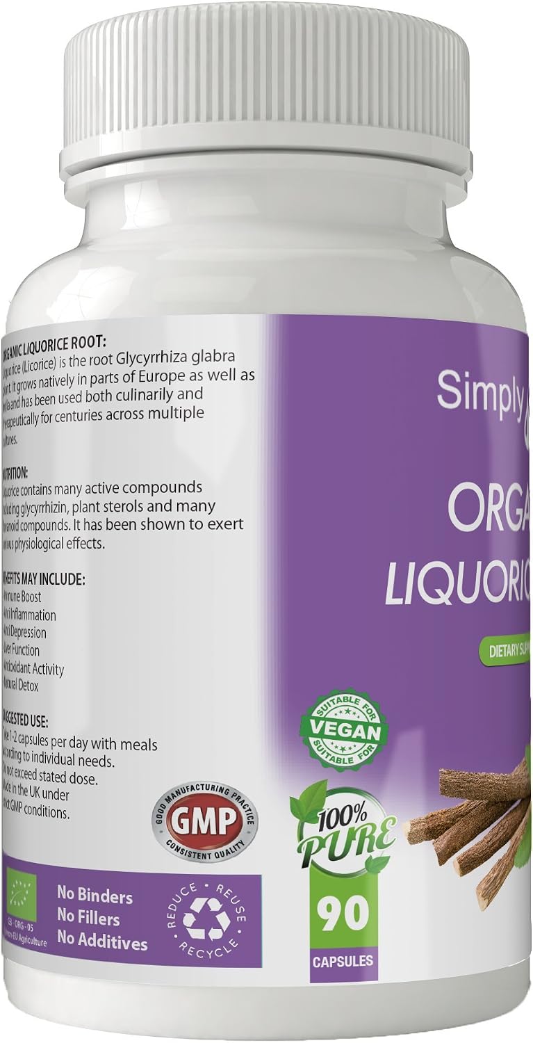 Simply Pure Organic Liquorice Root for Digestive Health, 90 count (Pack of 1) - Image 5