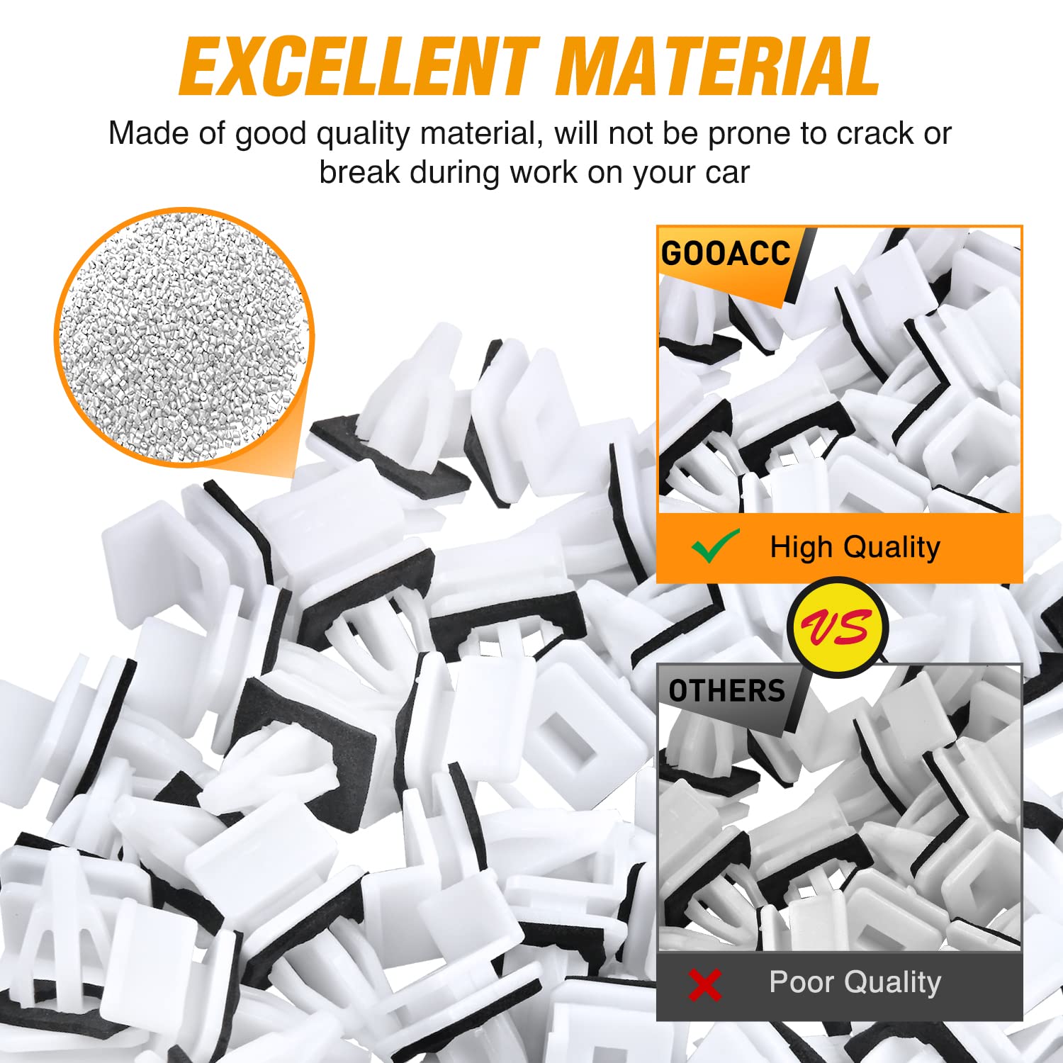 GOOACC 50PCS Rocker Panel Moulding Clip for Honda Accord CR-V Civic Element Odyssey Pilot Prelude for Acura CL Integra MDX RL RSX TL TSX Vigor White Nylon Retainer Clips 91513-SM4-000