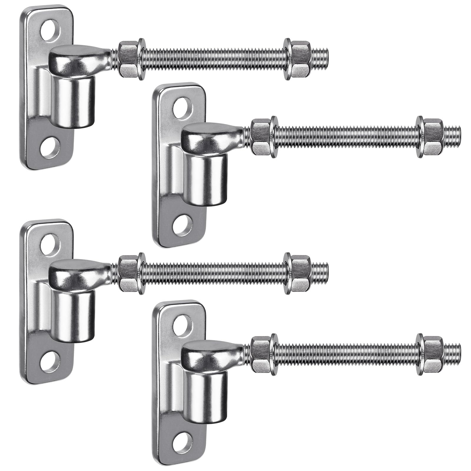 Insaga Gate Hinge M12, 4pcs Heavy Duty 16mm Hook to Bolt Pin Hook Hinge Hanger with Eye Hinge Plate Garden Gate Hinge Stainless Steel Metal Gate Hardware for Farm Gate/Wooden Fence/Driveway, 150mm