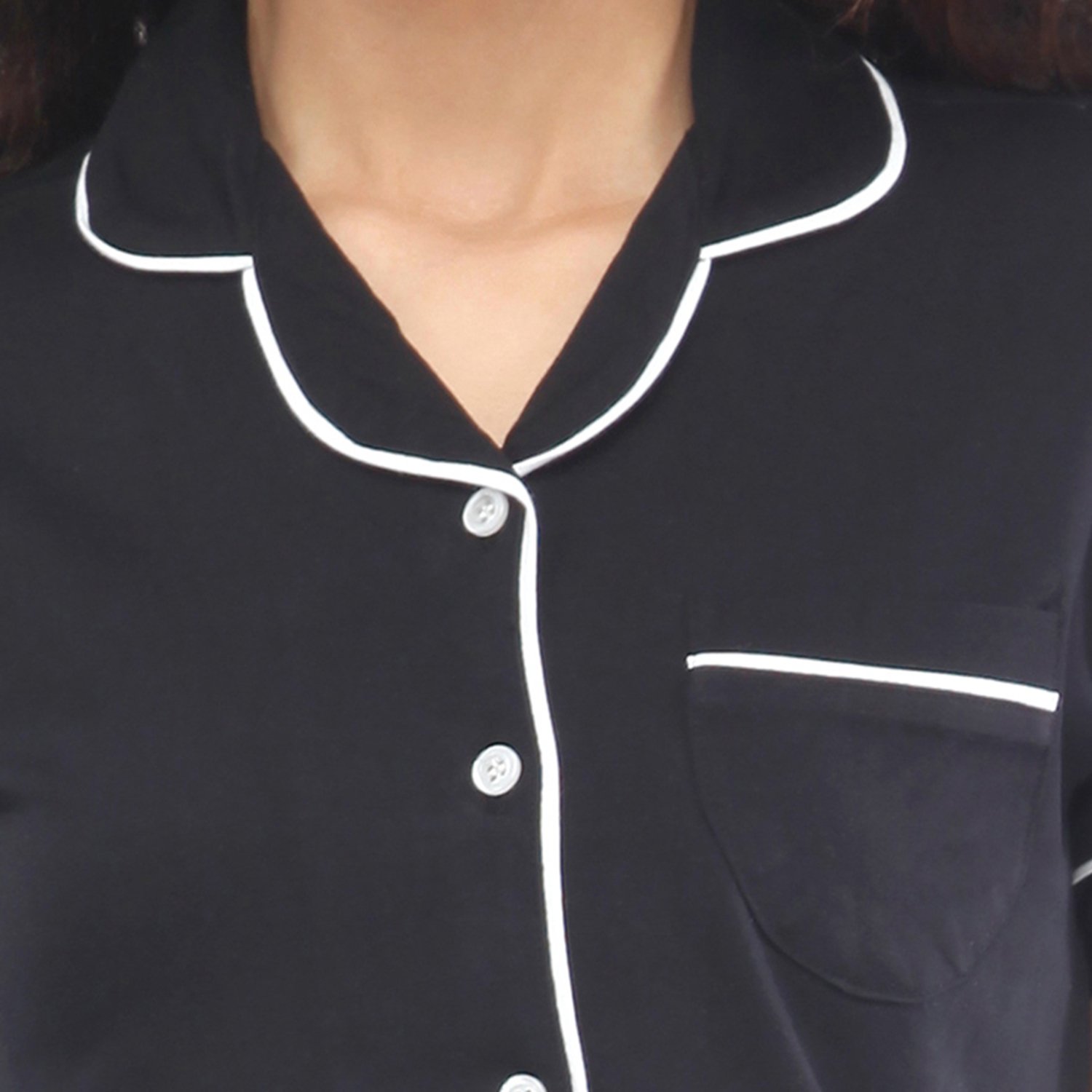 nite flite classic midnight black cotton pyjama set