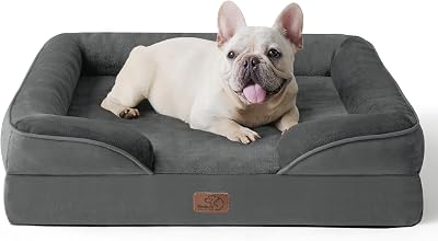 Bedsure Medium Dog Sofa Bed Orthopedic with Removable Flannel Cover 71x58x16cm