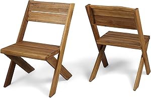 Christopher Knight Home Estelle Indoor Farmhouse Acacia Wood Chairs (Set of 2), Sandblast Teak Finish