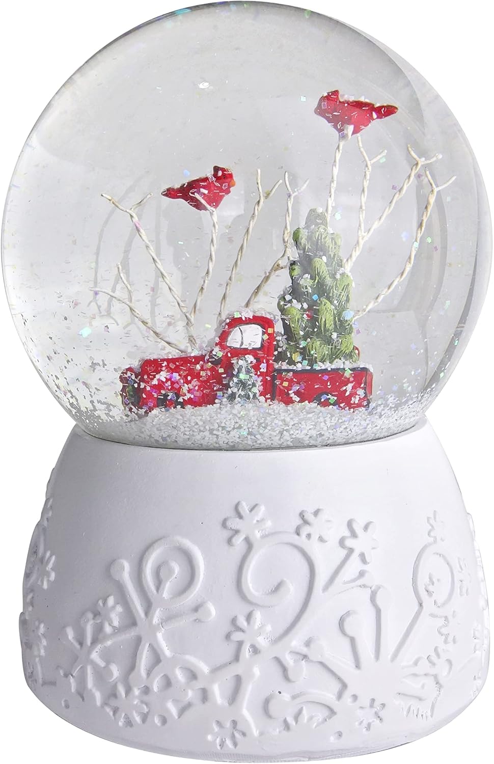 Snow Globes - Red Truck Wind Up Musical Water Globe, 4.75