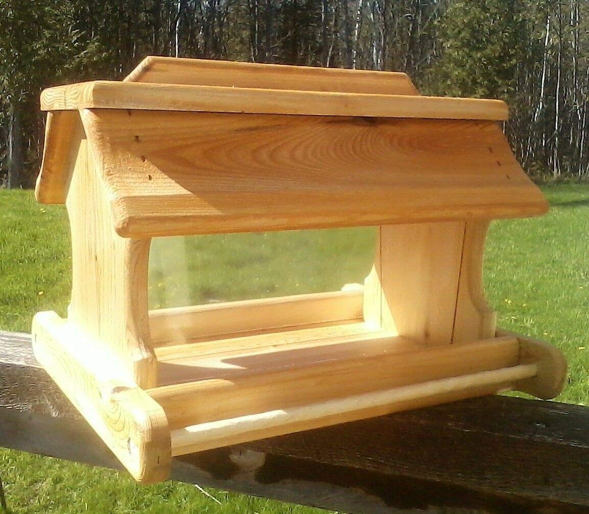 Amazon Com Very Large Cedar Wood Post Mount Bird Feeder Handmade