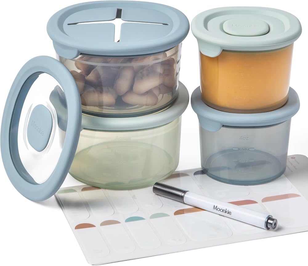 Moonkie Silicone Baby Food Storage Containers 4 Pack 120ml 240ml