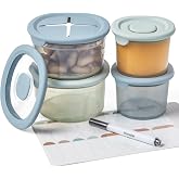 Moonkie Silicone Baby Food Containers | 8oz/4 oz Baby Food Storage Jars with Airtight Lids and A Snack Cup Lid | Freezer,Microwave and Dishwasher Safe, Reusable Baby Food Jars for Infant &amp; Toddler