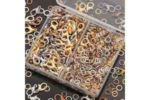 500Pcs Lobster Clasp with Split Rings, Jewelry Clasp for Necklace Extender Bracelet Closures (Mixing Colors)
