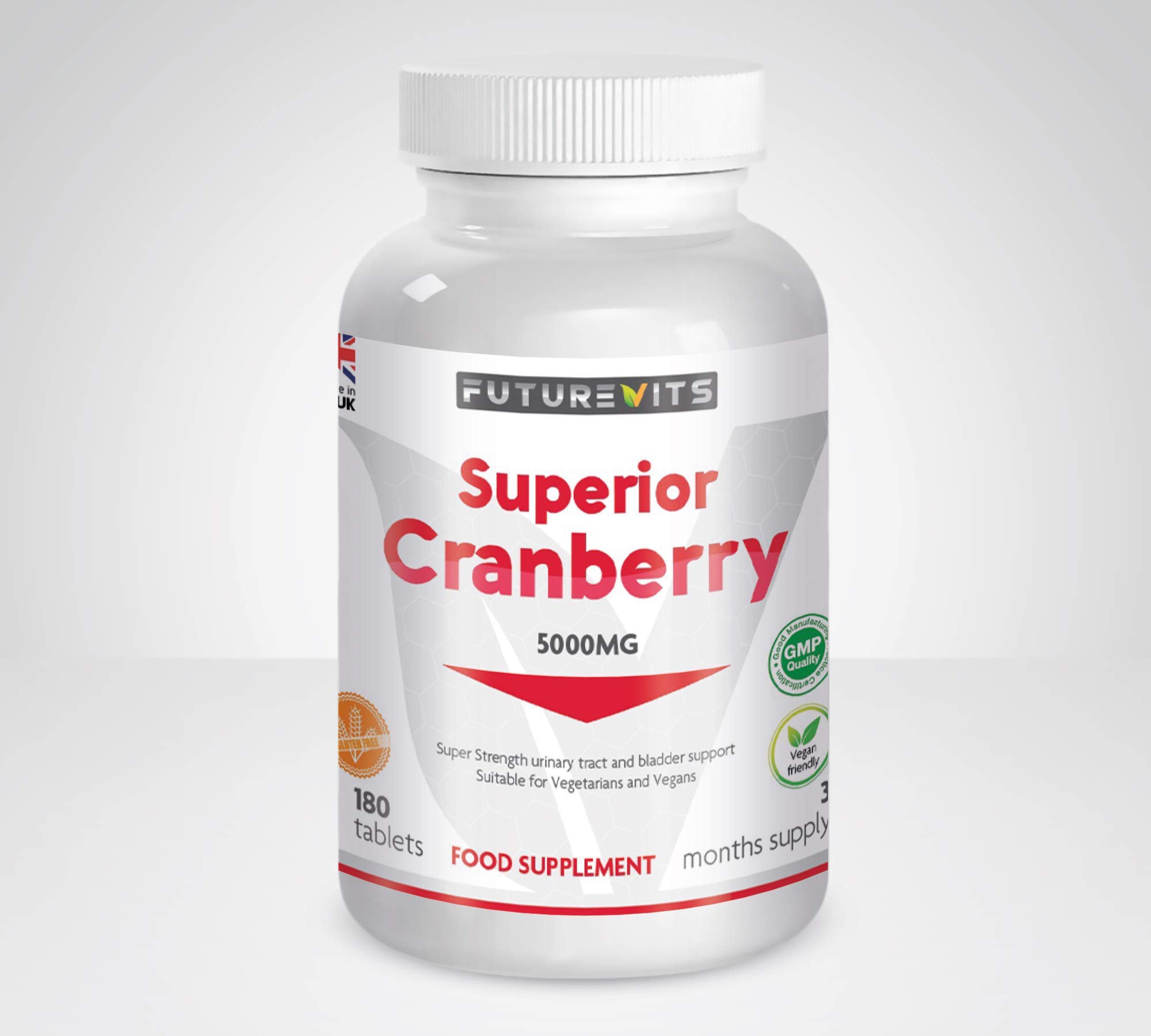 Cranberry Extract 5000mg – 180 Vegan Tablets - 3 Month Supply Made in UK Futurevits