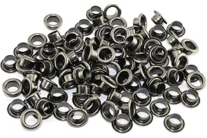 RuiLing 100pcs 4mm Black Metal Eyelets Round Inner Hole Grommets DIY Rivet Leathercraft Accessories Air-Hole for Shoes Belt Bag Tag Clothes Scrapbook