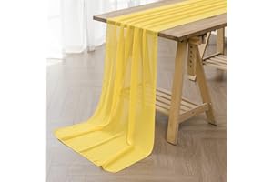 flohar 6Pack 9ft Chiffon Table Runner 14x108 Inch Sheer Romantic Table Runner for Wedding Birthday Party Bridal Shower Outdoor Decoration -Yellow