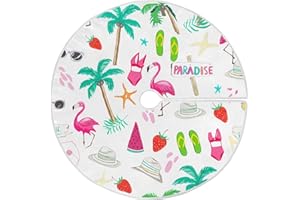 YETTASBIN Summer Elements Tree Skirt 47.2 lnch, Large Round Xmas Tree Skirt Soft and Funny Lace-up Indoor Outdoor Christams O