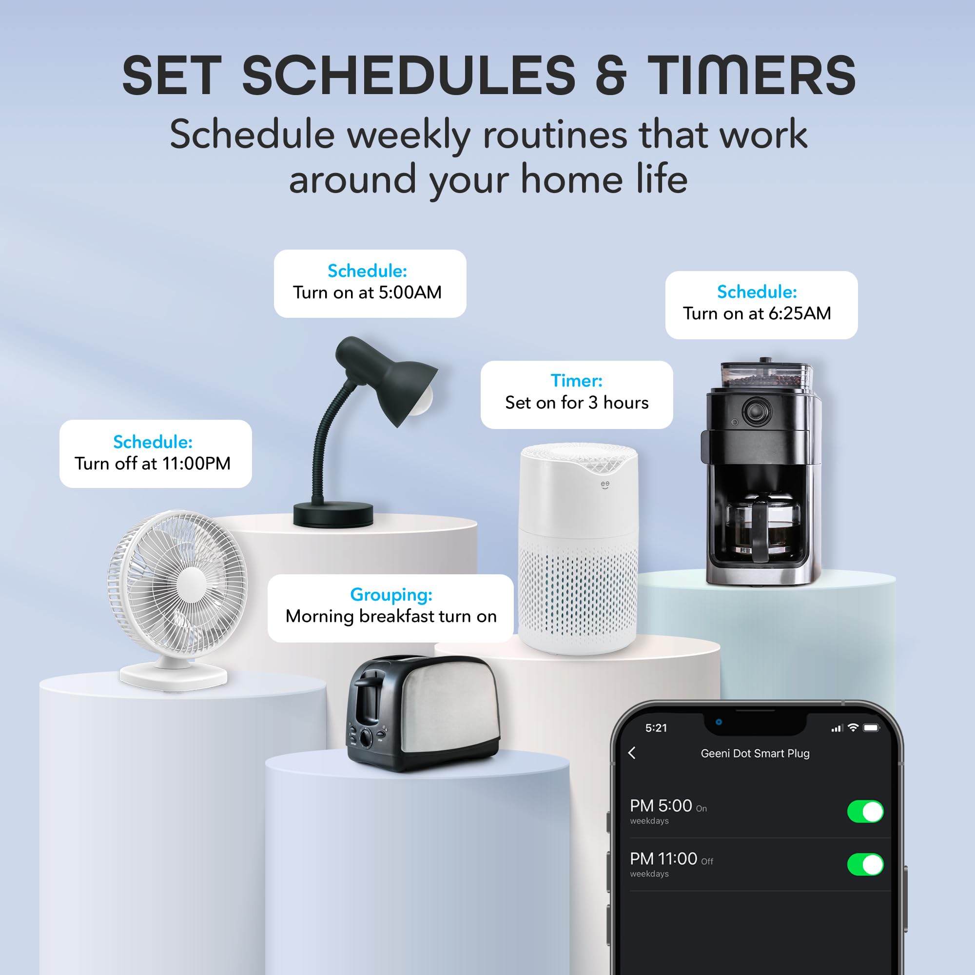 Geeni Dot Smart Plug with 2.4GHz WiFi Connectivity – 2-Pack Compact, Fire-Resistant Smart Outlet Plugs with Schedule & Timer – No Hub Needed, Supports Alexa & Google - View 7