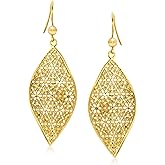 Ross-Simons Italian 18kt Gold Over Sterling Twisted Floral Drop Earrings