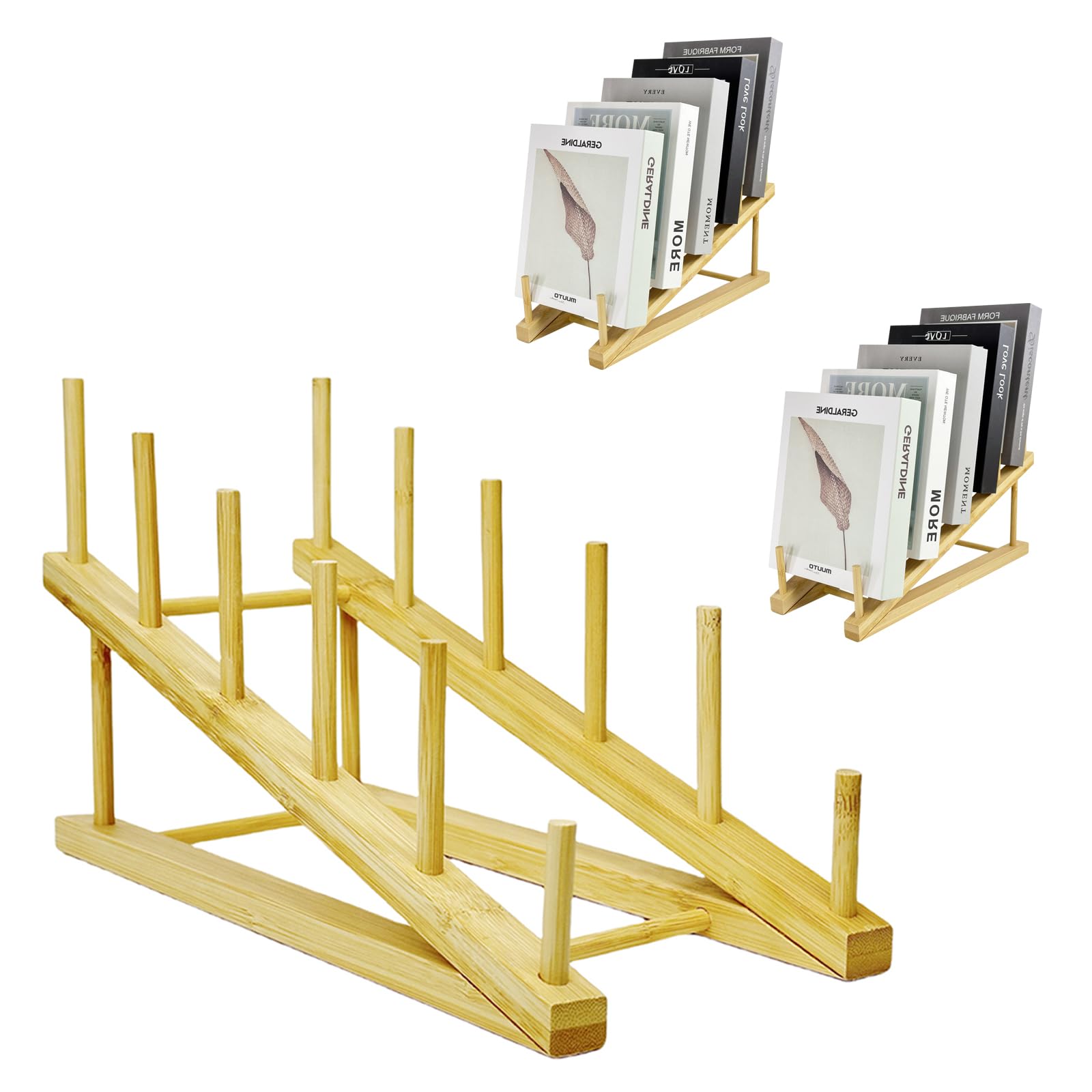 Photo 1 of GYSLEOT 3 Pcs Wood Book Stand for Display, Tabletop Book Display Puzzle Rack Easel Holder for Vendors, 5-Tier Portable Kids Bookshelf Counter Retail Display for Magazine Art Print