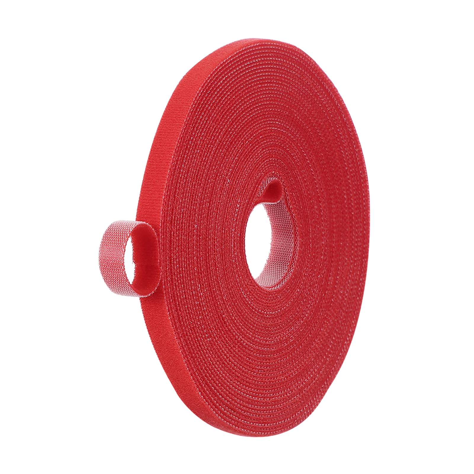 PATIKIL 0.4IN x 33FT Hook and Loop Tape, Double-Sided Nylon Strips Reusable Cable Ties Roll Multi-Purpose Cord Management Tape Wrap Fastener for Home Office, Red