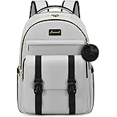 LOVEVOOK School Backpack for Teen Girls, Student Backpack Purse for 14-16 Teenage, Cute Kid Bookbag, Back to School Backpacks Fit 15.6 Inch Laptop, Large College Travel Bag, Grey