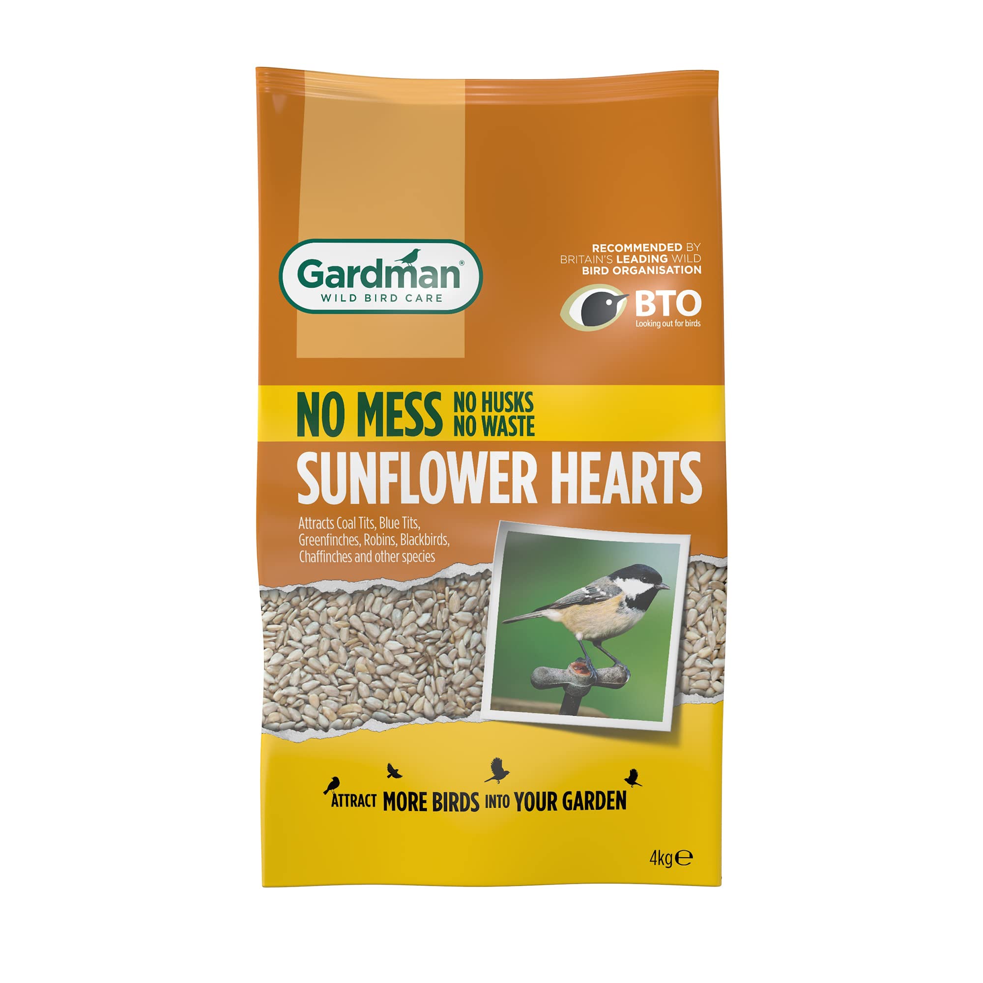 Gardman A06430 No Mess Sunflower Hearts for Wild Birds - 4kg, Multi-colour