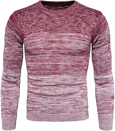 AKQITHJK Pullover für Herren,Rot gestreifte Slim Fit Pullover Herbst