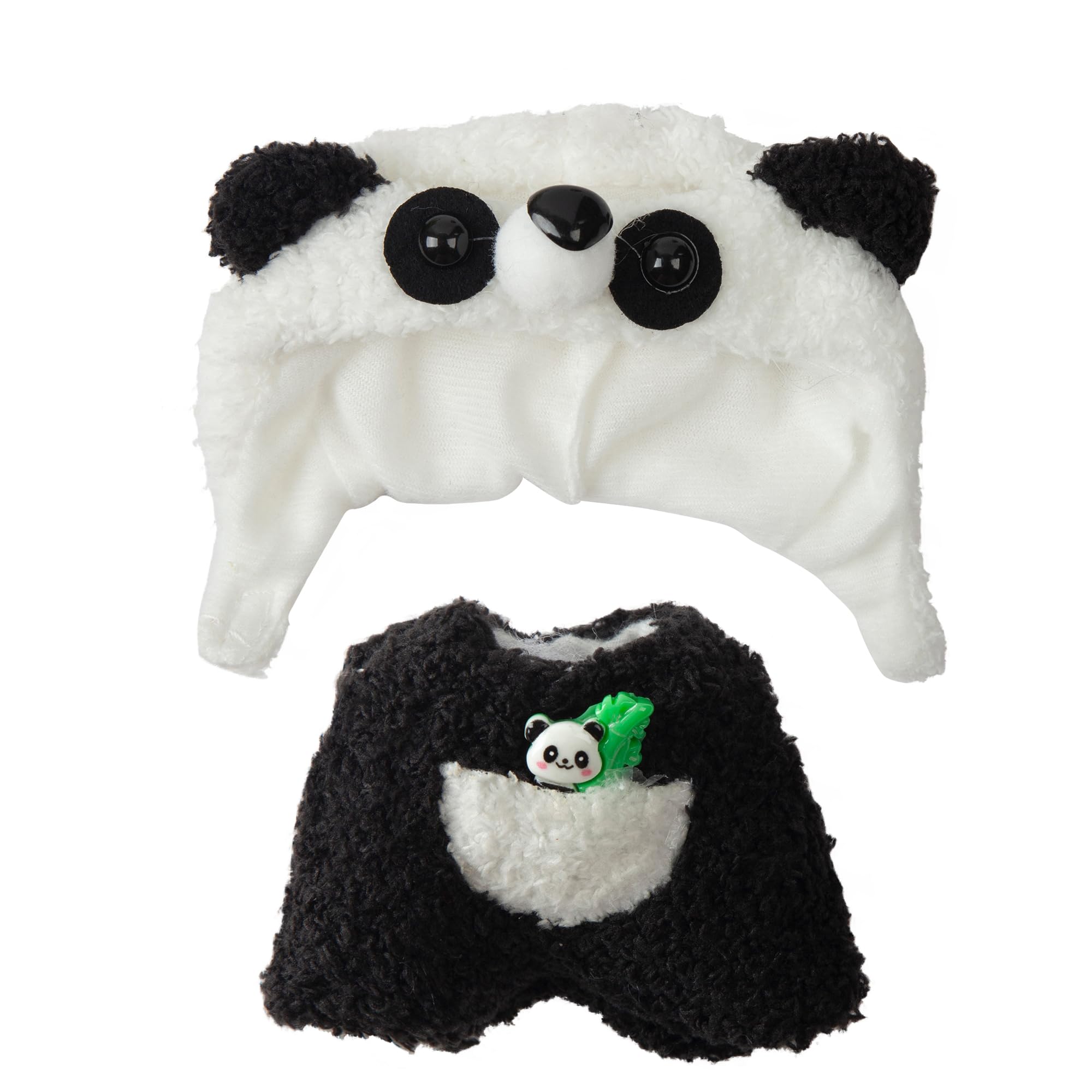 Photo 1 of Panda Style Doll Clothes Set for 14–17cm Designer Art Toy Dolls – Soft Fuzzy Outfit with Accessories, Cute Dress-up for Display & Gift