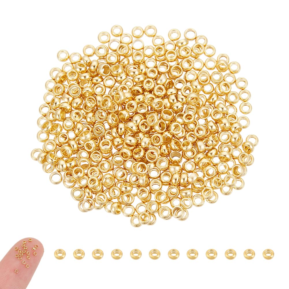 UNICRAFTALE 400pcs Gold Plated Spacer Beads - 1.5mm Mini Rondelle Stainless Steel Beads with Stopper for DIY Necklaces & Bracelets — image 1