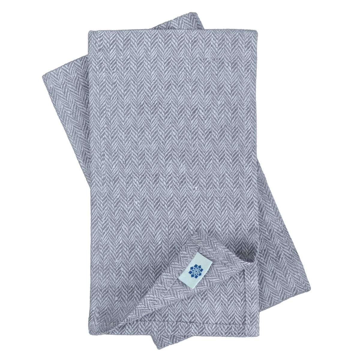 Set of 4 Linen & Cotton Herringbone Napkins ULMA - 100% Linen 47 x 47cm (18.8'' x 18.8'') Pale Violet/Beige
