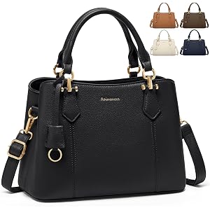 RAINSMORE Waterproof Purses for Women Satchel Top-Handle Handbag | Womens Handbags for Work, Fits 11" iPad, Travel Black Purs