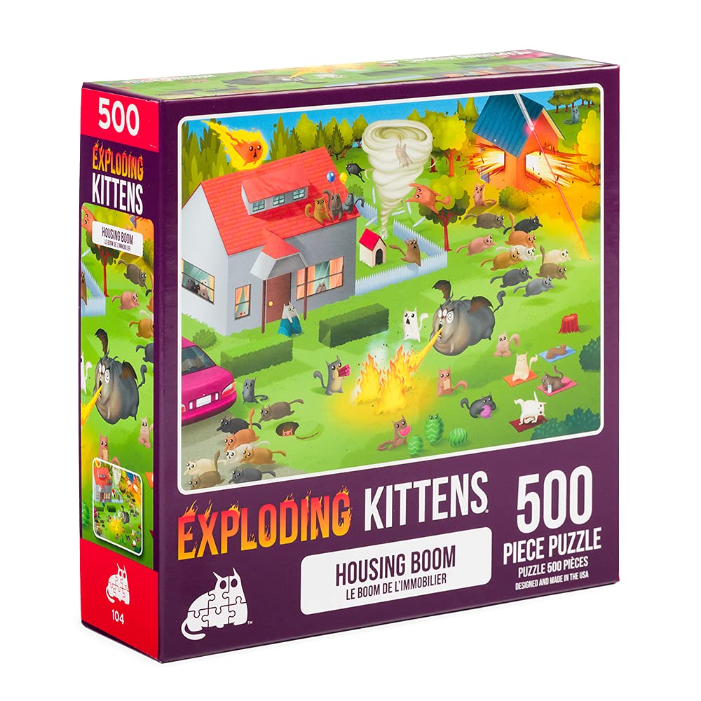 Exploding Kittens - Housing Bloom Jigsaw Puzzle - 500 Pieces, Ideal for Adults, Teens, and Kids - A Funny and Artistic Cat-Themed Puzzle