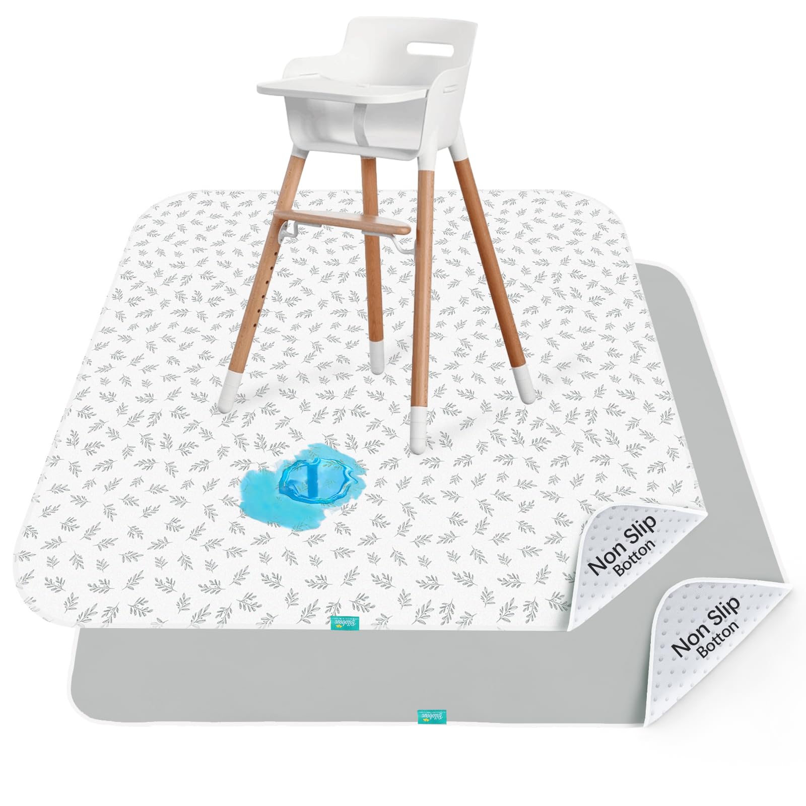 Photo 1 of ***MISSING PACK*** Biloban Baby Splat Mat 2 Pack for Under High Chair & Arts & Crafts & Eating Mess, 46 x 42 Inch Waterproof and Washable Spill Mat, Anti-Slip Floor Protector