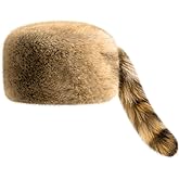 Shyyween Raccoon Hat with Tail for Women Men Faux Fur Coonskin Raccoon Tail Hat Warm Winter Cap for Unisex Cold Weather