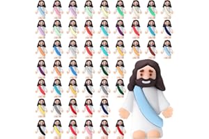 Sumind 50 Pcs Little Jesus Figures Christmas Mini Pocket Jesus Figurines Bulk Original Design for Xmas Hide and Seek Religious Party Favors Sunday School Baptism Gifts(Comprehensive Colors)