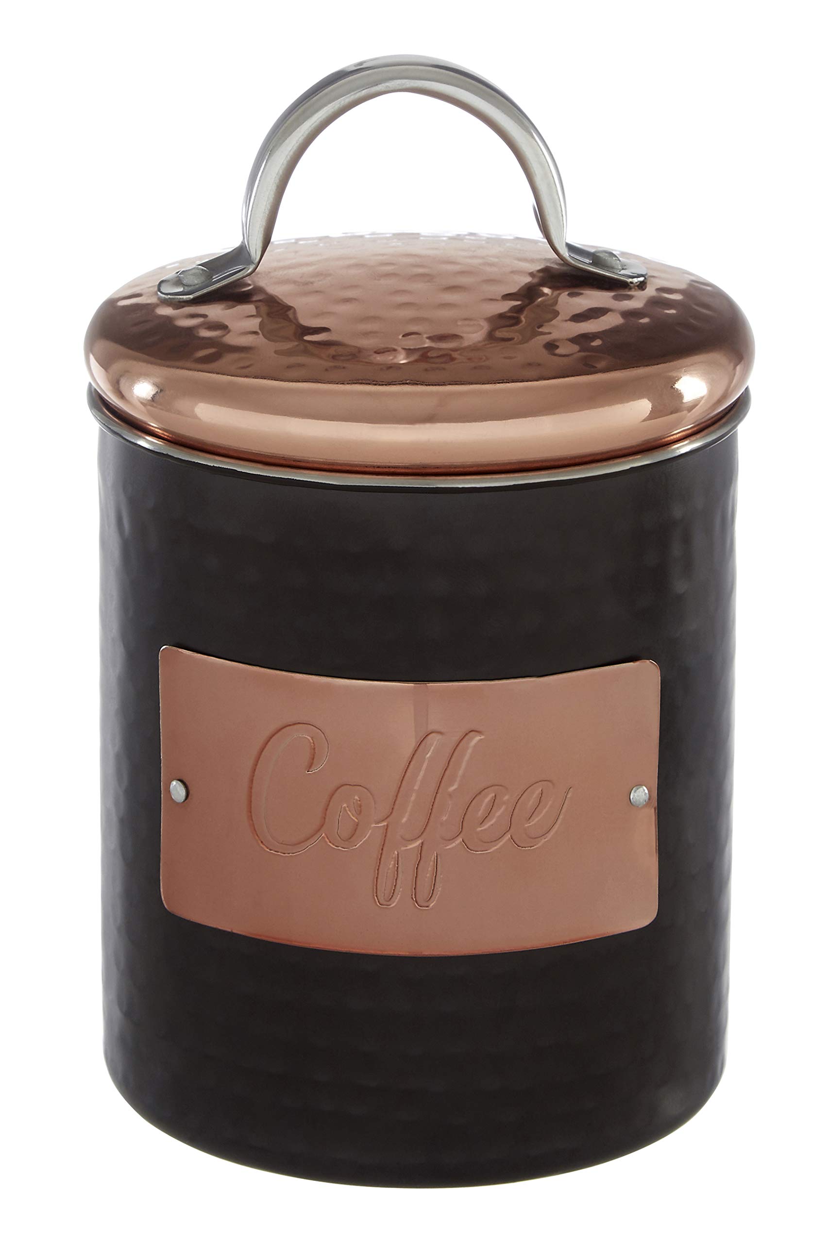 Premier Housewares Prescott Coffee Canister, Hammered Steel Storage Jar - Black/Copper, 10x10x12cm โ image 1