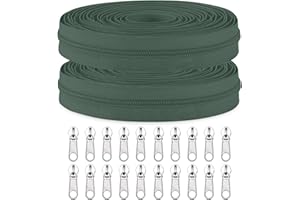 Sawoake 10 Yards Bulk Cinerous Nylon Coil Zipper with 20PCS Sliders for DIY Sewing Replacement Zippers