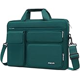 MOSISO Laptop Shoulder Bag 15.6 inch, 15-15.6 inch Computer Bag Compatible with MacBook Pro 16 inch, HP, Dell, Lenovo, Notebook with 2 Raised&1 Flapover&1 Horizontal Pocket&Handle&Belt, Teal Green