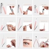 URAQT Nail Clippers 18-Piece Manicure Set with Leather Case - Stainless Steel view 5