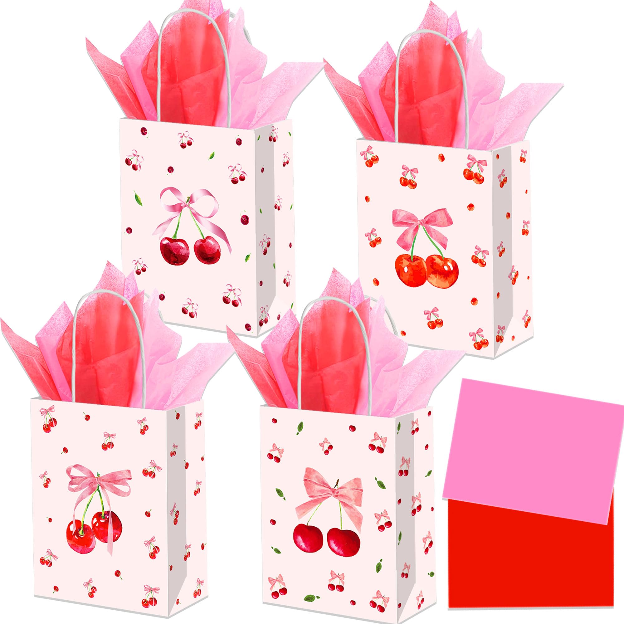Photo 1 of 12 PCS Cherry Party Favor Gift Bags with Handles Shes Cherry On the Top Party Treat Goodie Bags Box Coquette Summer Fruit Birthday Bridal Baby Shower Decorations