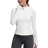 MathCat Ribbed Athletic Jacket for Women,Full Zip Workout Jacket Slim Fit Yoga Running Jacket with Pokets