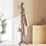 Pipishell Sturdy Wooden Coat Tree with 8 Hooks, 3 Height Settings, Brown view 7